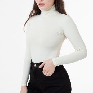 SOLD la apparel cotton spandex garment dye turtleneck in creme american apparel
